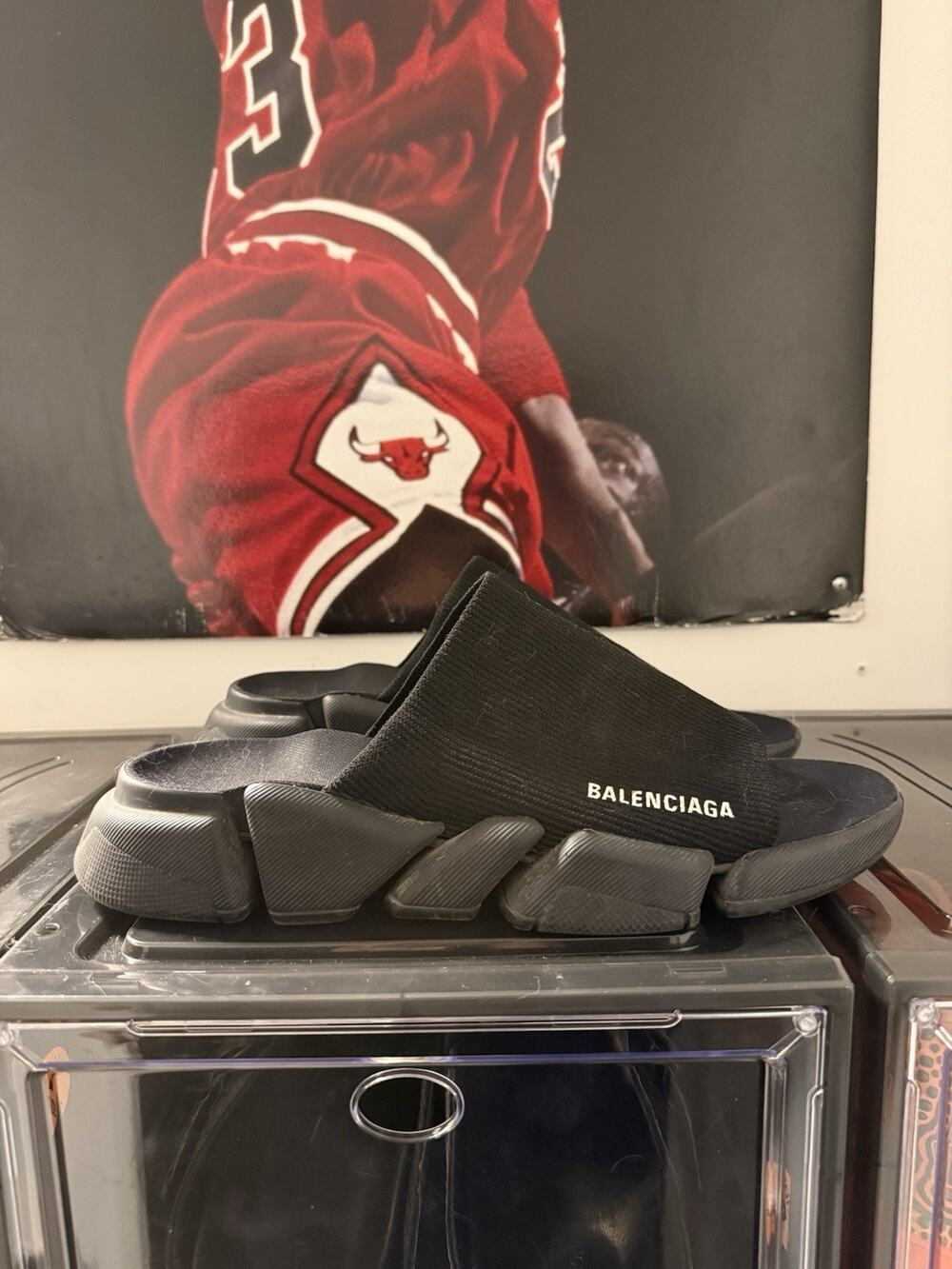 BALENCIAGA Speed 2.0 Slide Black Knit Mens Sz 11 US / 44 EU